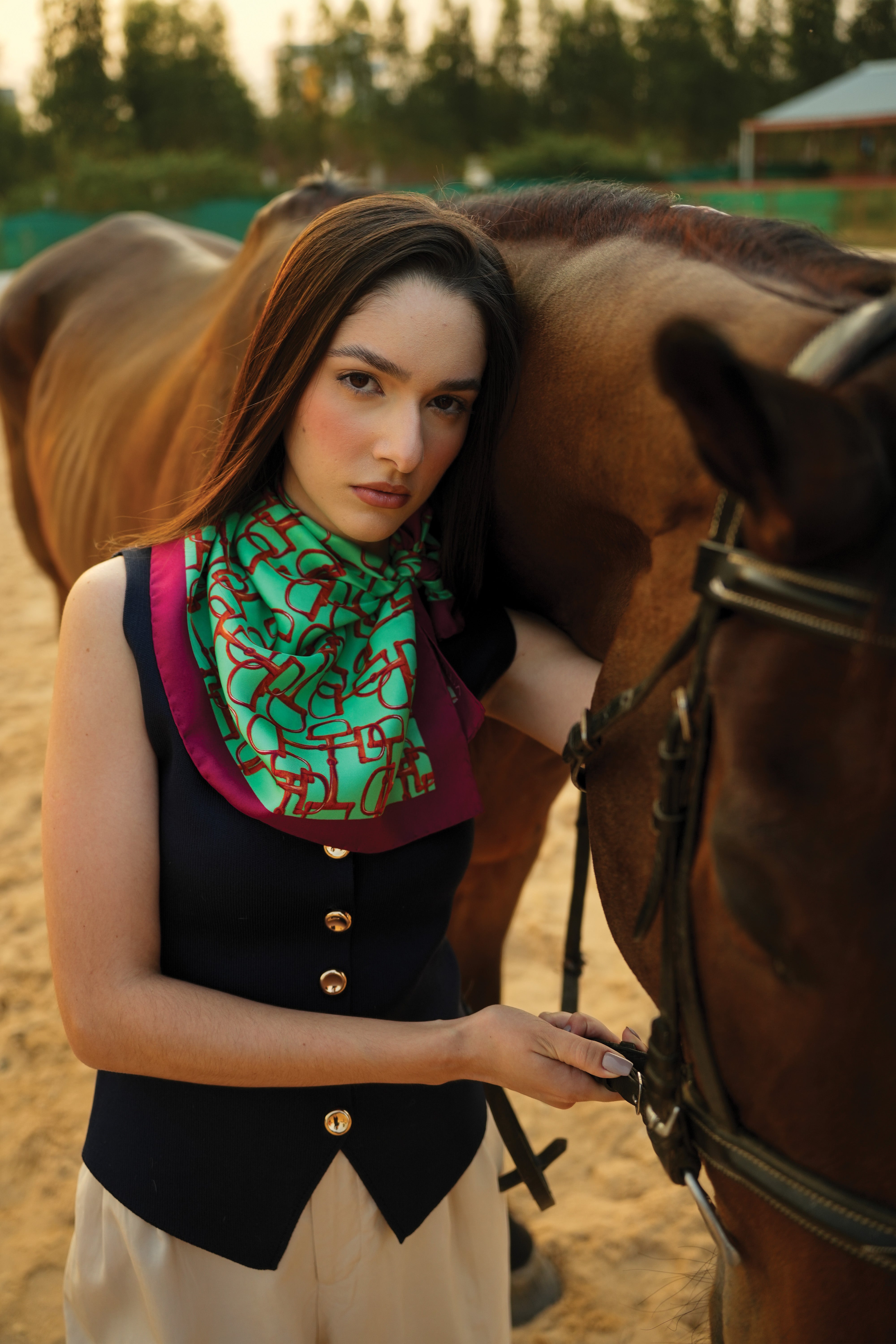 Bits Harmony in Green Small Scarf