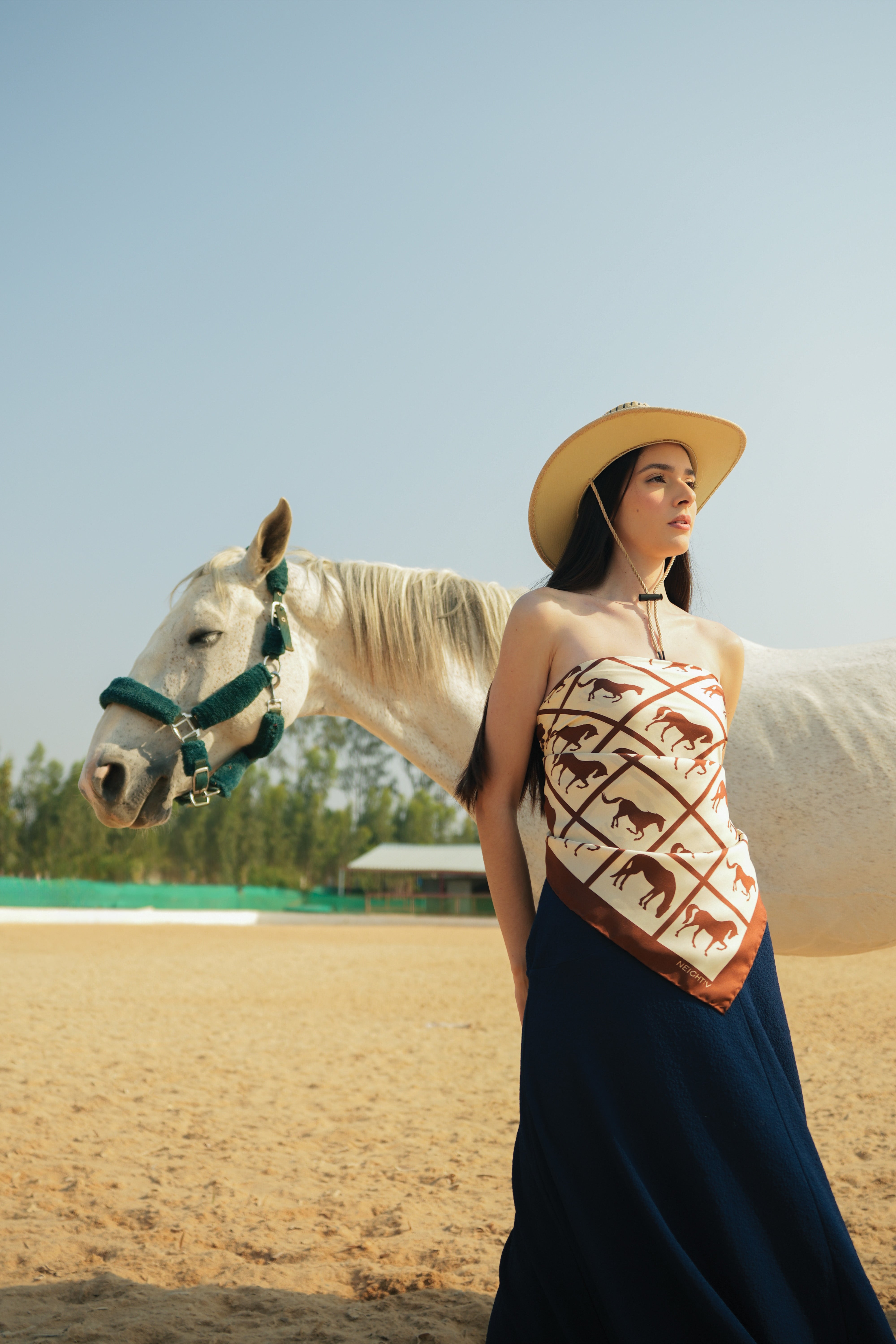 Equine Squares Large Scarf