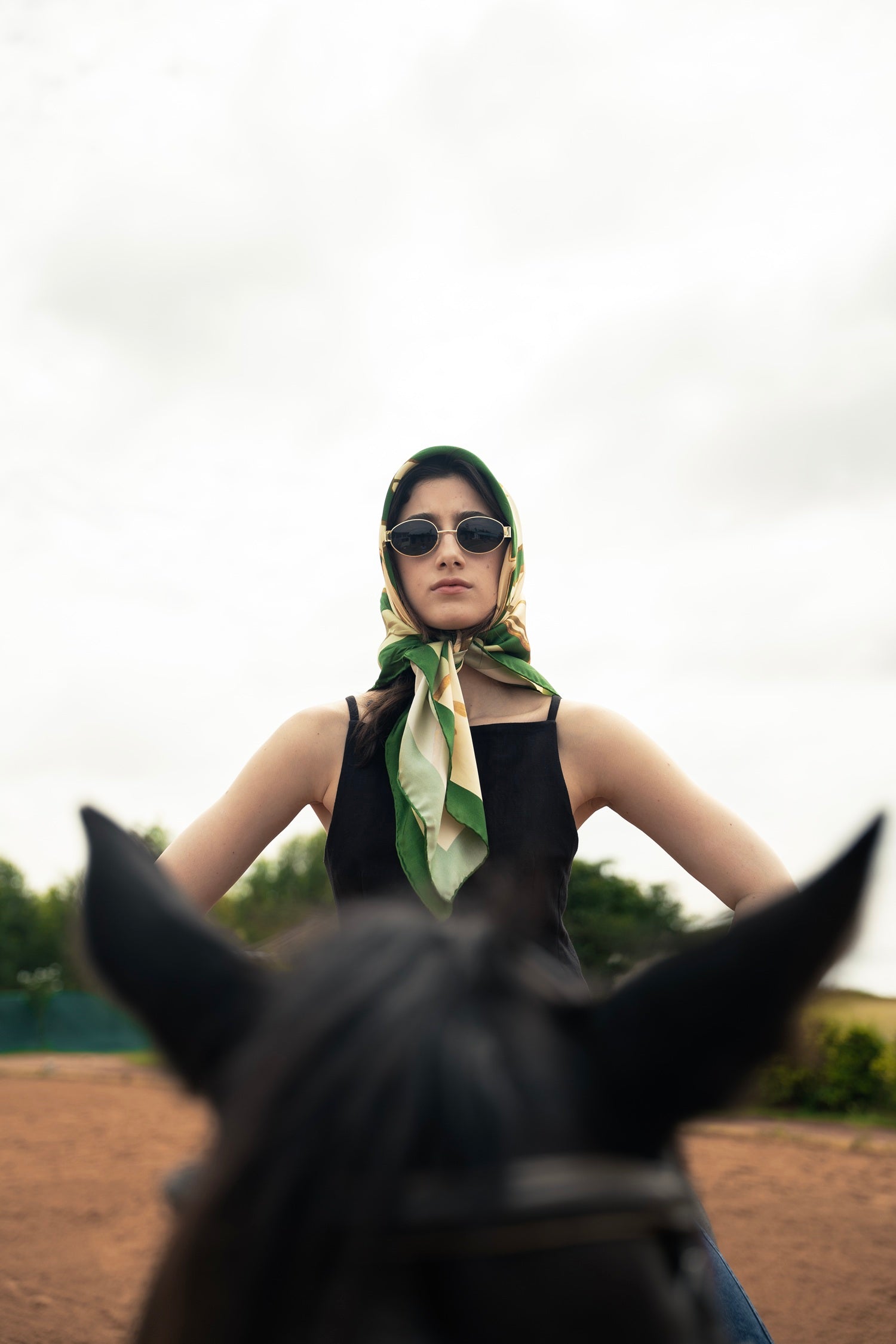 It's Feed Time in Green Large Scarf